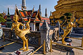 Bangkok Grand Palace, Wat Phra Kaew, the creature on the left is a Theppaksi that is half-angel (thep) and half-bird (paksi). 